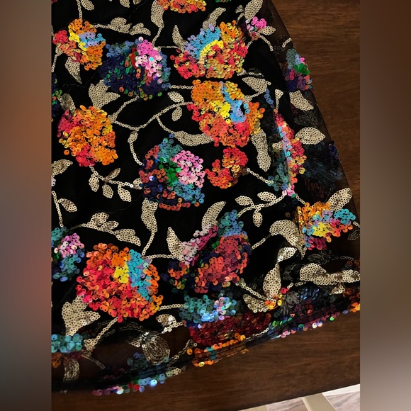 SOLD!!! Size Small Sequin Floral Colorful Dress Halter Top Black Shiny - Picture 7 of 12